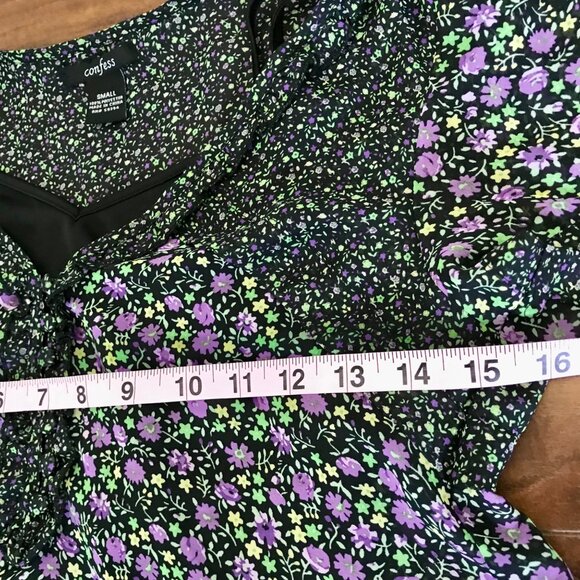 Confess Liberty Floral Cottage Farmhouse Babydoll Sheer 90's Mini Dress. Size‎ S - Picture 9 of 10